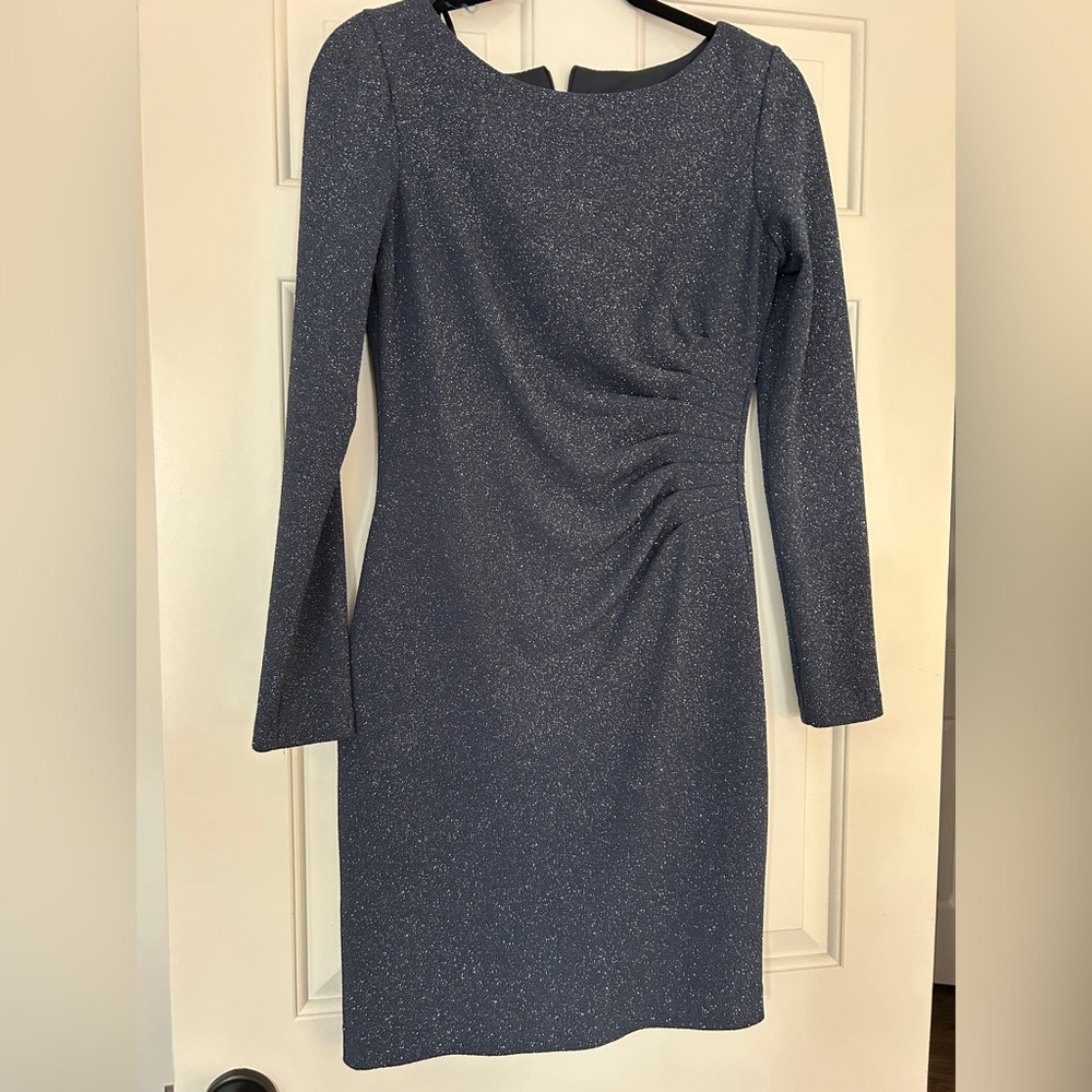 Eliza J Gray Asymmetrical Ruched Knee-Length Sheath Dress